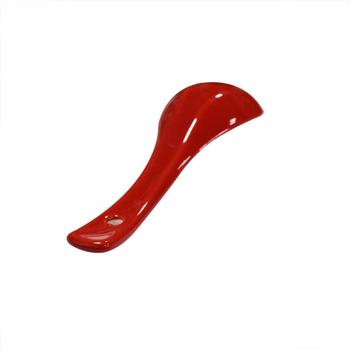 6 pcs Red Round-Bottom Soup Spoons - Asian Porcelain Ceramic Rice Spoons for Home Kitchen and Restaurant