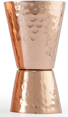 Copper Jigger, Double 1oz/2oz Measuring Jigger for Cocktail Mixing, Solid Hammered Copper to Prevent Tarnish