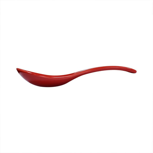 6 pcs Red Soup Spoon Round-Bottom Asia Porcelain Ceramic Rice Spoons Chinese Won Ton Spoons for Home Kitchen Restaurant