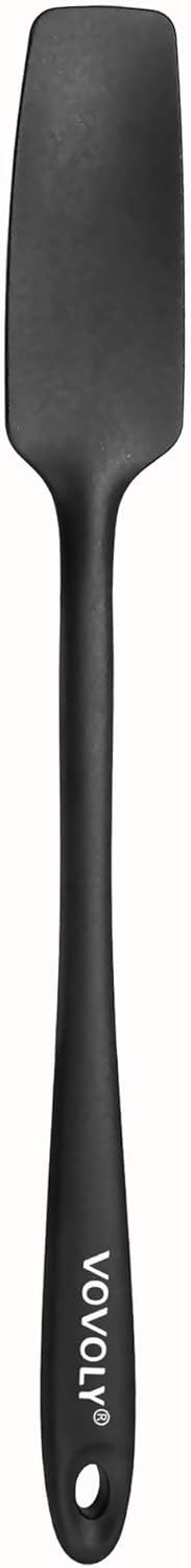 Vovoly Silicone Jar Spatula, Small Head with Long Handle, High Heat Resistant Rubber Scraper for Nonstick Cookware -