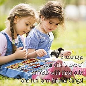 Farm Animals Gel Window Clings for Kids - Window Stickers for Toddlers, Reusable Sticker for Home Car Activities