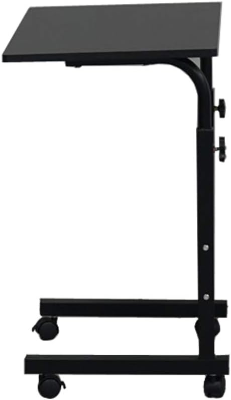 HomVent (Black-23.6" Wx15.7 Adjustable TV Tray Table Rolling Sofa Side Snack Table with Wheels Portable C-Shape Dinner