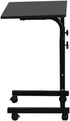 HomVent (Black-23.6" Wx15.7 Adjustable TV Tray Table Rolling Sofa Side Snack Table with Wheels Portable C-Shape Dinner