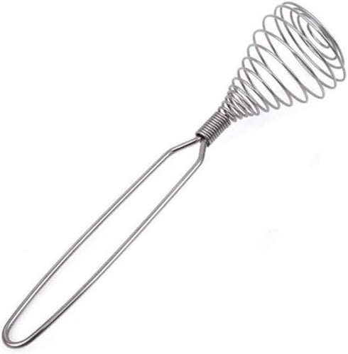 Mini French Spring Whisk, 8.67 Inch Silver Stainless Steel Hand Eggbeater Mixer Blender Stirring Beater Coil Whisk