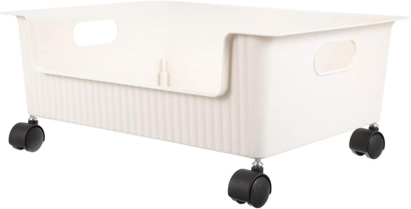 Cabilock Storage Box with Pulleys - Utility Rolling Cart Book Storage Bin with Wheels for Kids, Toy Organizer Rack