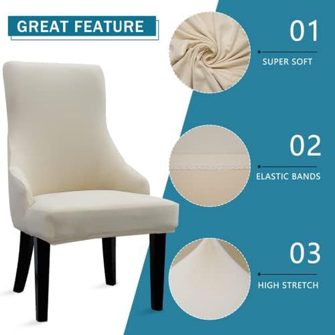 Set 1,Beige Liykimt Stretch Wingback Side Chair Slipcover-Accent Chair Cover Slipcover with Arm,Washable Upholstered