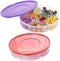 2 Pack Candy and Nut Serving Container, Appetizer Tray with Lid, 6 Compartment Round Plastic Food Storage Organizer,