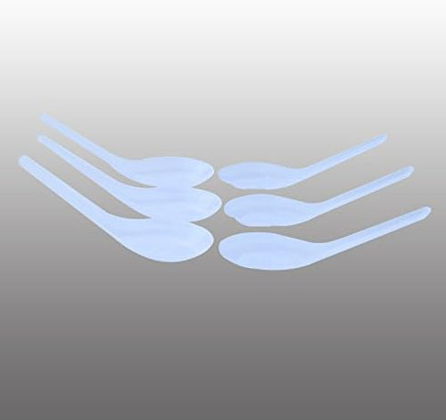 100 Pack Disposable White Plastic Asian Soup Spoons - Chinese Soup Spoons