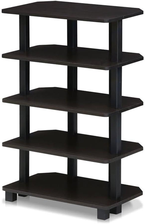Furinno Turn-N-Tube Storage Shelves, 5-Tier Book Shelf, Corner Shelf, Toolless Open Shelves,
