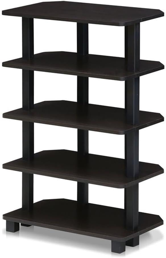 Furinno Turn-N-Tube Storage Shelves, 5-Tier Book Shelf, Corner Shelf, Toolless Open Shelves,