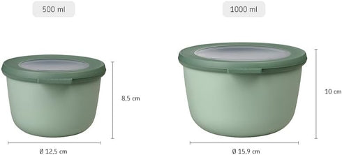 Rosti Mepal Cirqula Multi Food Storage and Serving Bowl with Lid - Tall 1 Quart, Black