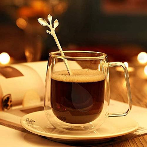 20 Pack 4.7 Inch Gold Stainless Steel Leaf Coffee Spoons for Dessert, Stirring, Mixing