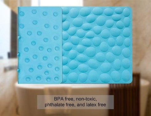 OTHWAY Non-Slip Bathtub Mat - Soft Rubber Bathroom Bathmat with Strong Suction Cups (Blue)
