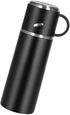 Insulated Water Bottle, Stainless Steel Travel Coffee Mug, Vacuum Flask for Hot and Cold Drinks, 16.23 oz/480ml, Black