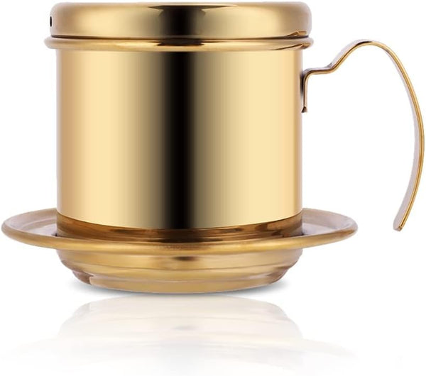 Stainless Steel Drip Coffee Filter Maker, Vietnamese Style Infuser, Ideal for Home/On-the-Go (Gold)