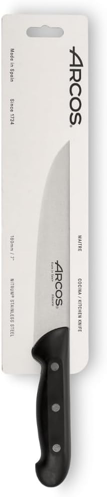 Arcos Kitchen Knife, 7 Inch Nitrum Stainless Steel, Professional Utility Knife, Black Handle