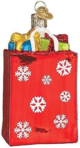 Glass Blown Ornament with S-Hook and Gift Box, Holiday Shopping Bag Selection (32396)