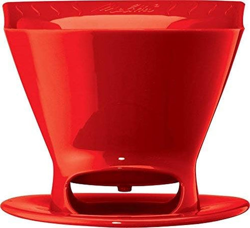 Melitta 640820 Ready Set Joe Filter Cone, Pourover Cone Manual Brewer, One Cup Brewer, Red