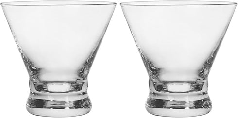 Set of 2 Martini Glasses - 8-Ounce Cinched Design Cocktail Glasses with