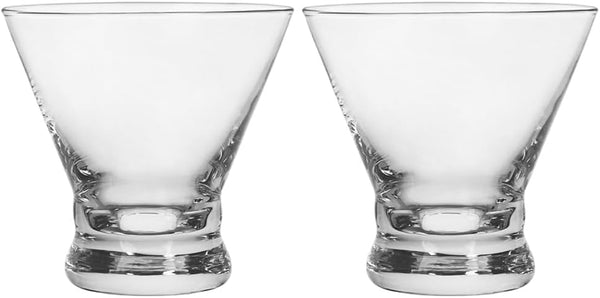 Set of 2 Martini Glasses - 8-Ounce Cinched Design Cocktail Glasses with