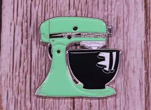 Cake Mixer Enamel Pin, Cute Mint Green Kitchen Appliance Pin for Bakers, Chefs, and Cooking Enthusiasts