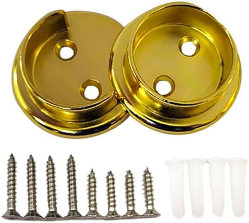 QCAA Heavy Duty Solid Metal Pole Socket Set, 1-3/8'', Polish Brass, 1 Pair