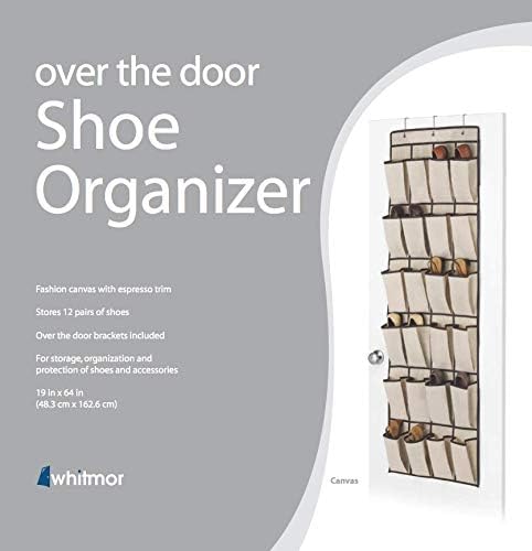 24 Whitmor Pocket Over The Door Shoe Bag, Espresso Trim