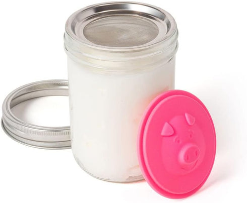 Wide Mouth Mason Jar Lid with Strainer - Silicone Bacon Grease Saver