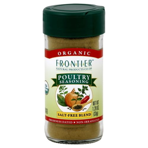 1.2-Ounce (Pack 2) Frontier Co-op Organic Poultry Seasoning, Jar, Sage, Thyme & Onion For Chicken, Sausage, Gravy