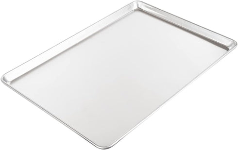 Restaurantware Met Lux 26 x 18 Inch Industrial Baking Pan 1 Heavy-Duty Full-Size Bakery Sheet Pan - Rimmed Edges Endures Up To 392F Aluminum Sheet Pan Dishwashable Ideal For Baking Or Roasting
