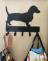 Dachshund Key Holder for Wall - Small 6x5 inch with 5 Hooks - Made in the USA