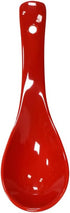 6 pcs Red Round-Bottom Soup Spoons - Asian Porcelain Ceramic Rice Spoons for Home Kitchen and Restaurant