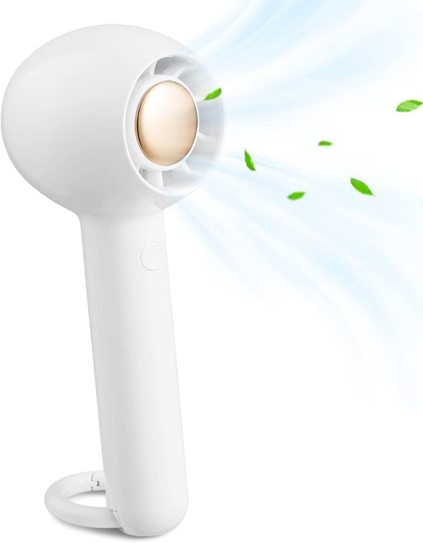 Portable Mini Handheld Fan, Rechargeable Personal Lash Fan for Women Makeup, 2 Speeds for Indoor Outdoor Travel - White