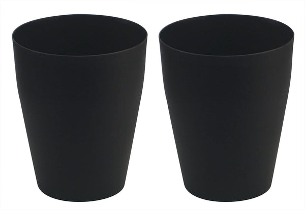 Feisco 2-Pack Small Round Trash Can, Plastic Wastebasket for Bathroom, Bedroom, Kitchen, Office (Black)