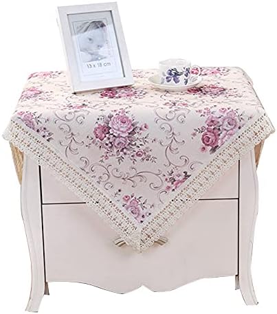 Cotton Farmhouse Tablecloth,Flower Farmhouse Bedside Cover,Nightstand Table Cover, Country Style Table Cloth,