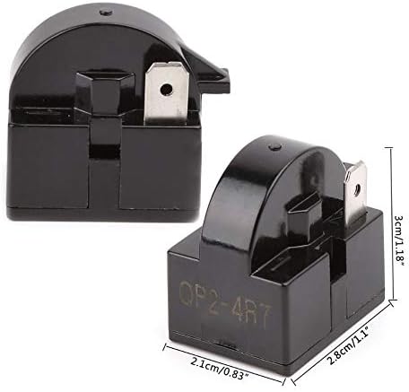 Refrigerator Compressor Relay and Overload Kit JJHXSM Refrigerator Starters QP2-4R7 4.7 Ohm 1 Pin Refrigerator PTC Starter Relays and 6750C-0005P Refrigerator Overload Protectors by JJHXSM