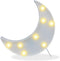 Pooqla Decorative LED Crescent Moon Marquee Sign, Nursery Night Lamp Gift, Ramadan Home Decorations (White)
