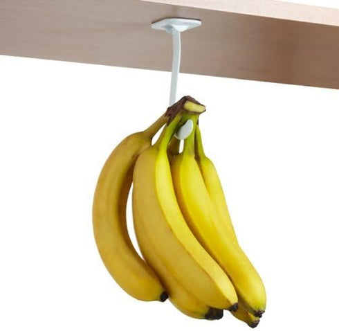 Banana Hook Hanger by Gadjit (2 Pack) - Under Cabinet Hook to Hang Bananas, Prevents Bruising