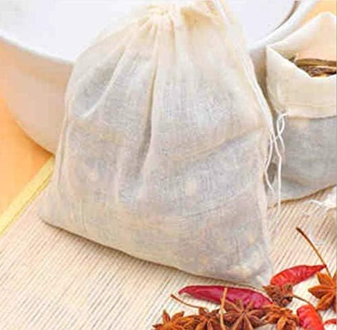 HLLMX 20 PCS Reusable Tea Bag Spice Bags, Unbleached Muslin Bags for Herbs, Tea, Coffee, Cooking