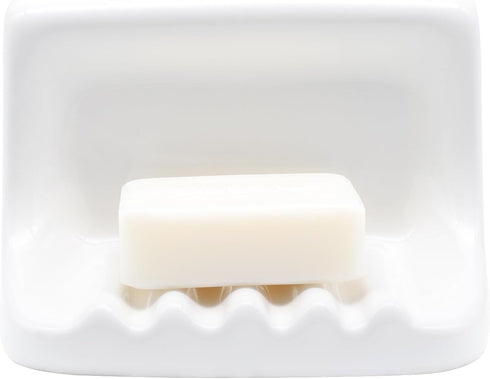 Hazzga White Vintage Mounted Ceramic Soap Dish for Shower Wall,Retro Ceramic Soap Holder