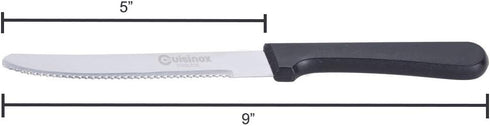 Cuisinox Set of 4 Steak Knives with Black Polypropylene Handle and Rounded Tip