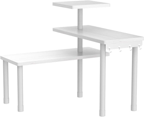 JayRex Bathroom Organizer Countertop Corner Shelf, 3 Tier Moveable Organizer for Makeup, Dresser Table, Desktop (White)