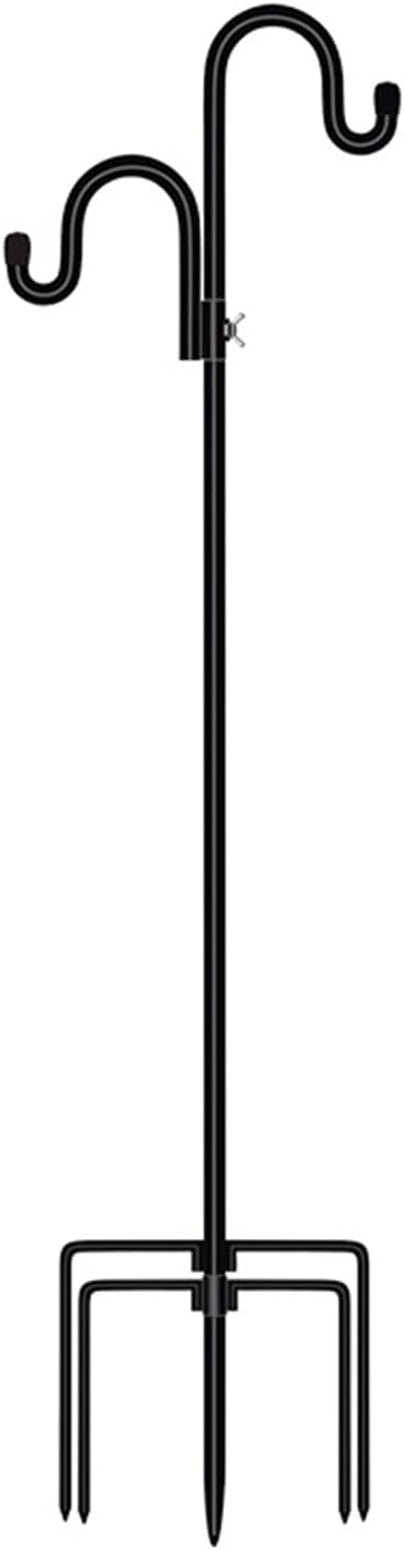 Vbvbip Duty Wrought Iron Shepherd Hook for Outdoor Garden, 65" Tall Double Hooks