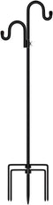 Vbvbip Duty Wrought Iron Shepherd Hook for Outdoor Garden, 65" Tall Double Hooks