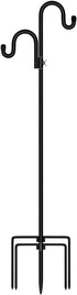 Vbvbip Duty Wrought Iron Shepherd Hook for Outdoor Garden, 65" Tall Double Hooks
