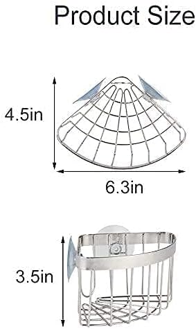 POKOTO 2-in-1 2PCS Suckers(90 Dish Cloth Hanger+Sponge Holder +corner sink caddy Save Space Triangle Sink Caddy, No