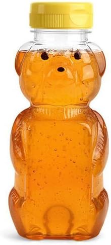 18 Pack 8 oz 12 oz Nakpunar fl Plastic PET Honey Bear Jars, Squeeze Bottles with Yellow Flip-Top Dispenser Caps w/Seals