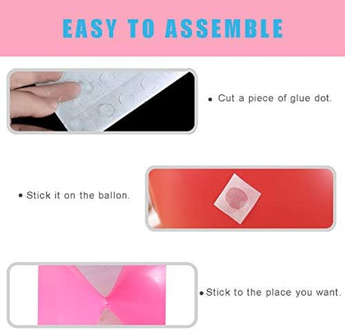 Balloon Decorating Tape Strip for Balloon Arch Garland Kit, 2 Rolls 32.8 Feet with 400 Pcs Glue Dots Stickers