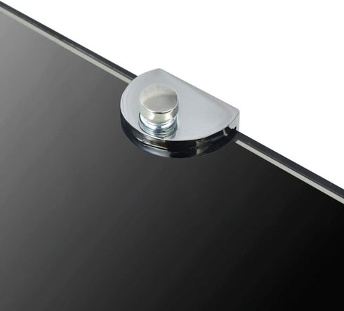 vidaXL Black Tempered Glass Corner Wall Shelf - Compact Design