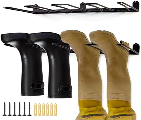 Plowatxi Boot Rack, 4 Pair Wader Hangers Wall Mount Shoe Rack - Sturdy